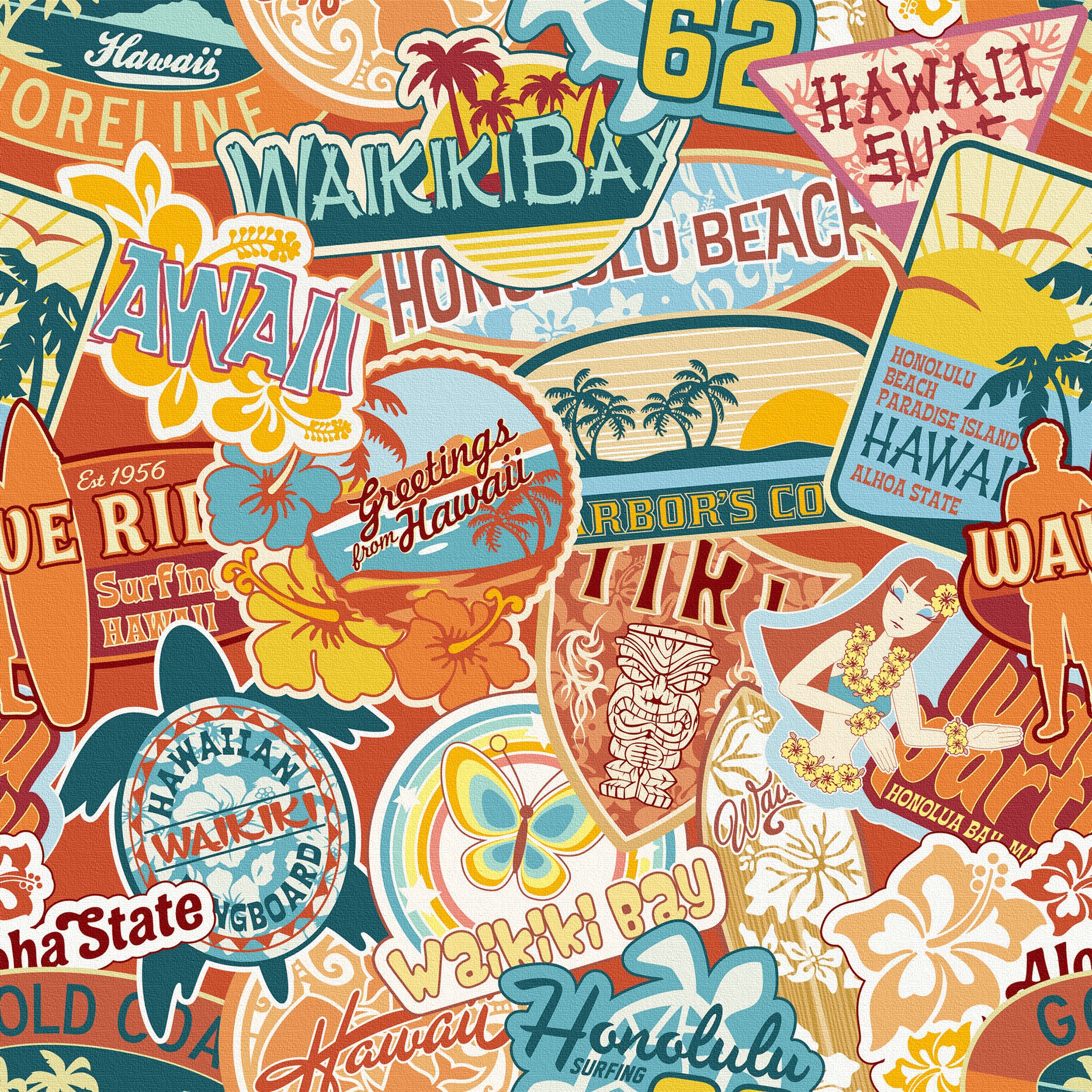 ファブリックパネル＊ハワイアン①クリームイエロー 良質素材の