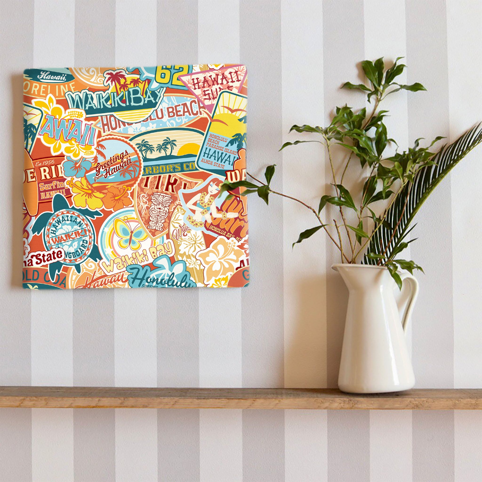 ファブリックパネル＊ハワイアン①クリームイエロー ファブリックパネル＊ハワイアン①クリームイエロー