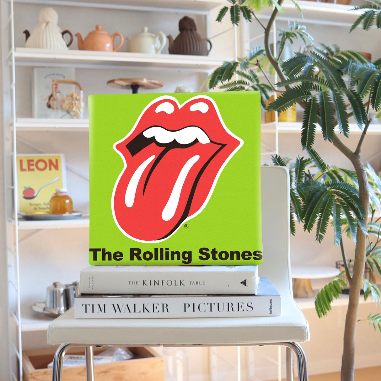 Rolling Stones fabric panel for single living interior unv-0013-grn